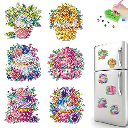 6Pcs Diamond Painting Refrigerator Magnets Diamond Art Kits for Adults Beginners