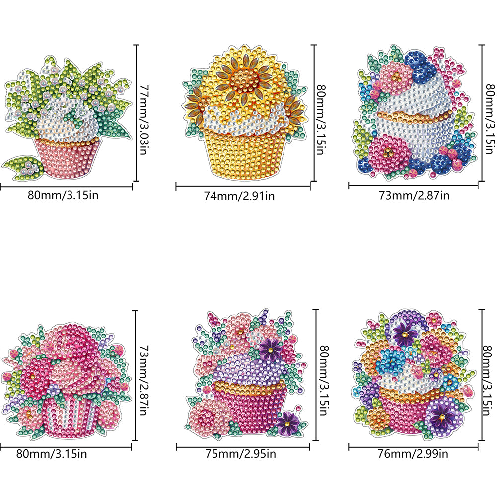 6Pcs Diamond Painting Refrigerator Magnets Diamond Art Kits for Adults Beginners