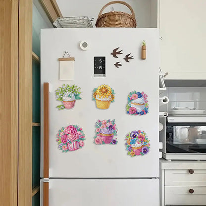 6Pcs Diamond Painting Refrigerator Magnets Diamond Art Kits for Adults Beginners