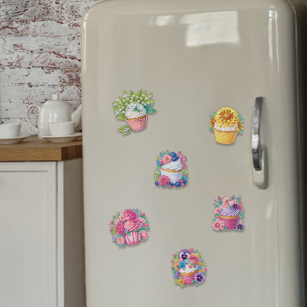 6Pcs Diamond Painting Refrigerator Magnets Diamond Art Kits for Adults Beginners