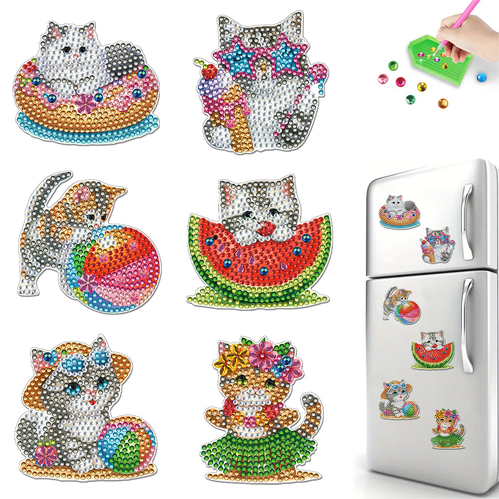 6Pcs Diamond Painting Refrigerator Magnets Diamond Art Kits for Adults Beginners