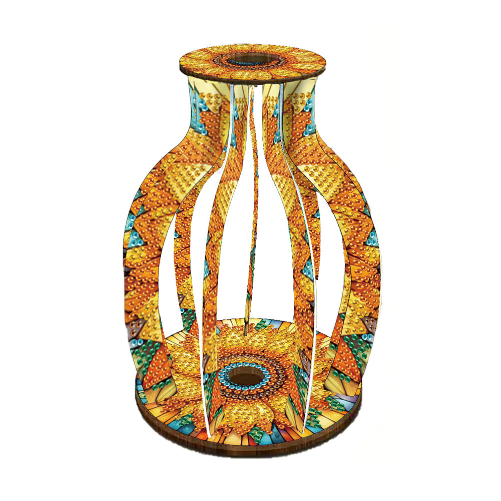 Acrylic Wood Animal Flower Diamond Painting Flower Vase for Home Office Decor