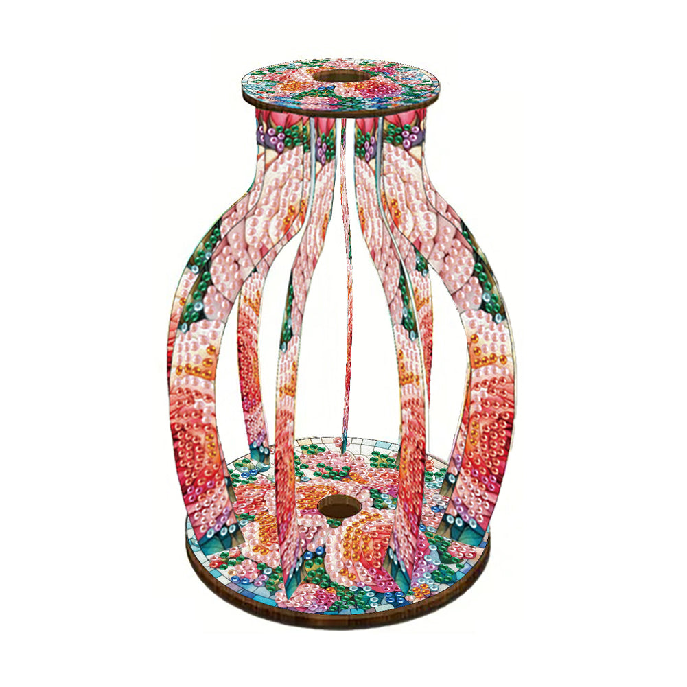 Acrylic Wood Animal Flower Diamond Painting Flower Vase for Home Office Decor