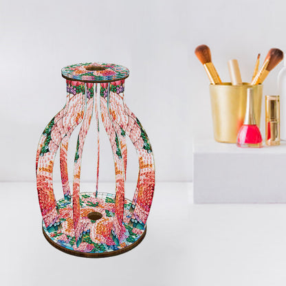 Acrylic Wood Animal Flower Diamond Painting Flower Vase for Home Office Decor