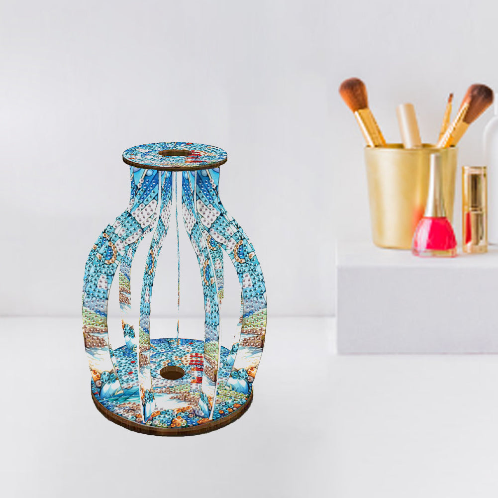 Acrylic Wood Animal Flower Diamond Painting Flower Vase for Home Office Decor
