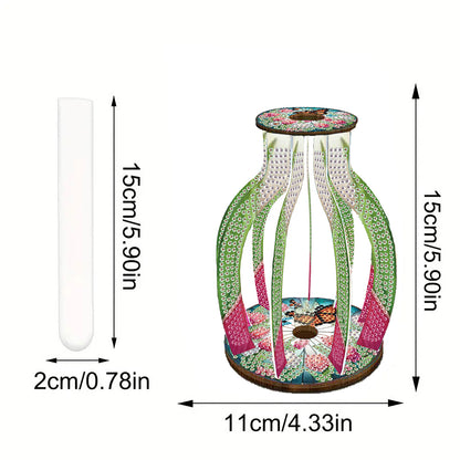 Acrylic Wood Animal Flower Diamond Painting Flower Vase for Home Office Decor