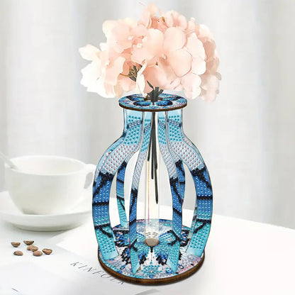Acrylic Wood Animal Flower Diamond Painting Flower Vase for Home Office Decor