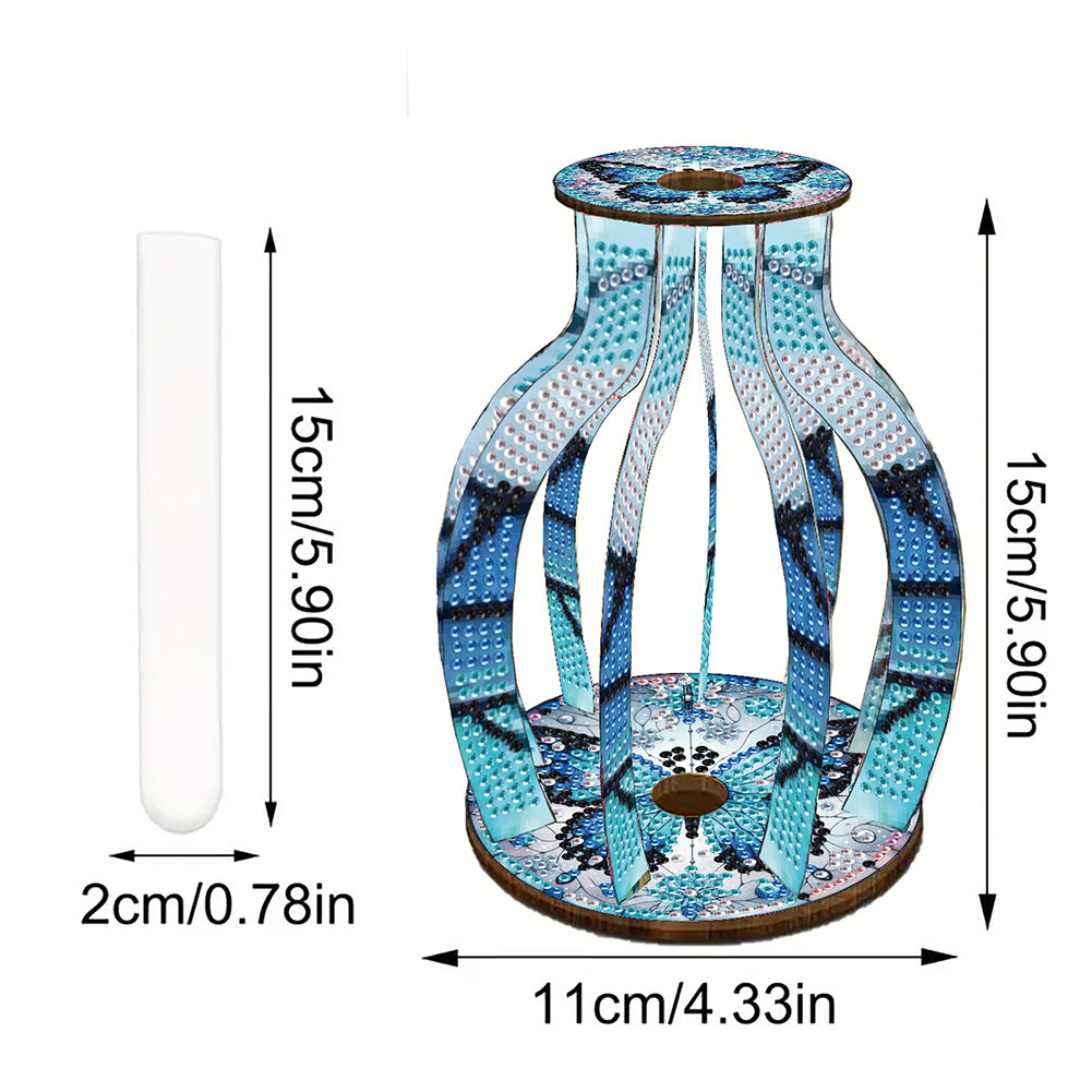Acrylic Wood Animal Flower Diamond Painting Flower Vase for Home Office Decor