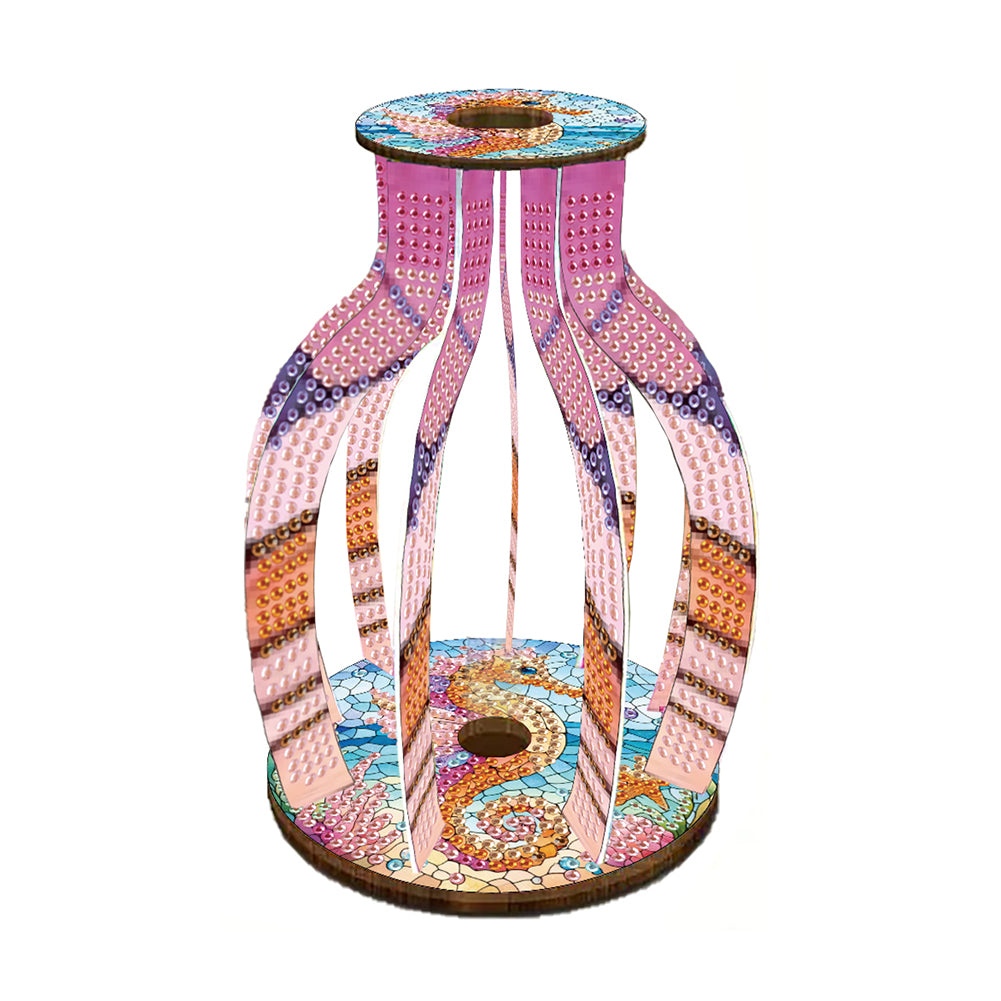 Acrylic Wood Animal Flower Diamond Painting Flower Vase for Home Office Decor