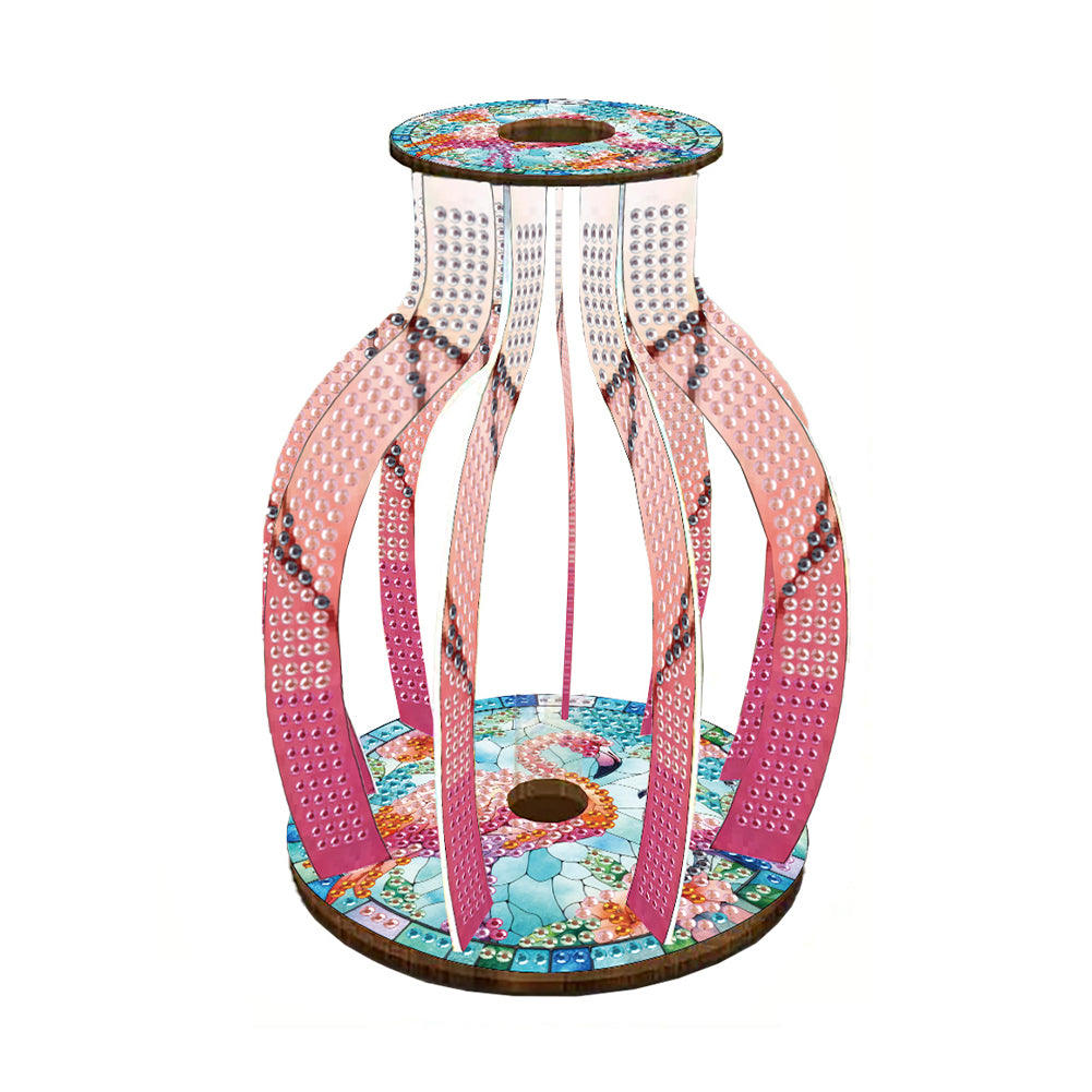 Acrylic Wood Animal Flower Diamond Painting Flower Vase for Home Office Decor