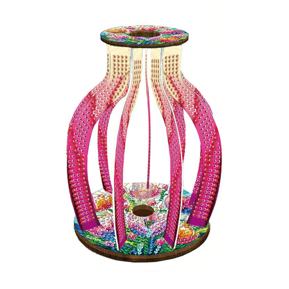 Acrylic Wood Animal Flower Diamond Painting Flower Vase for Home Office Decor