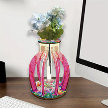 Load image into Gallery viewer, Acrylic Wood Animal Flower Diamond Painting Flower Vase for Home Office Decor
