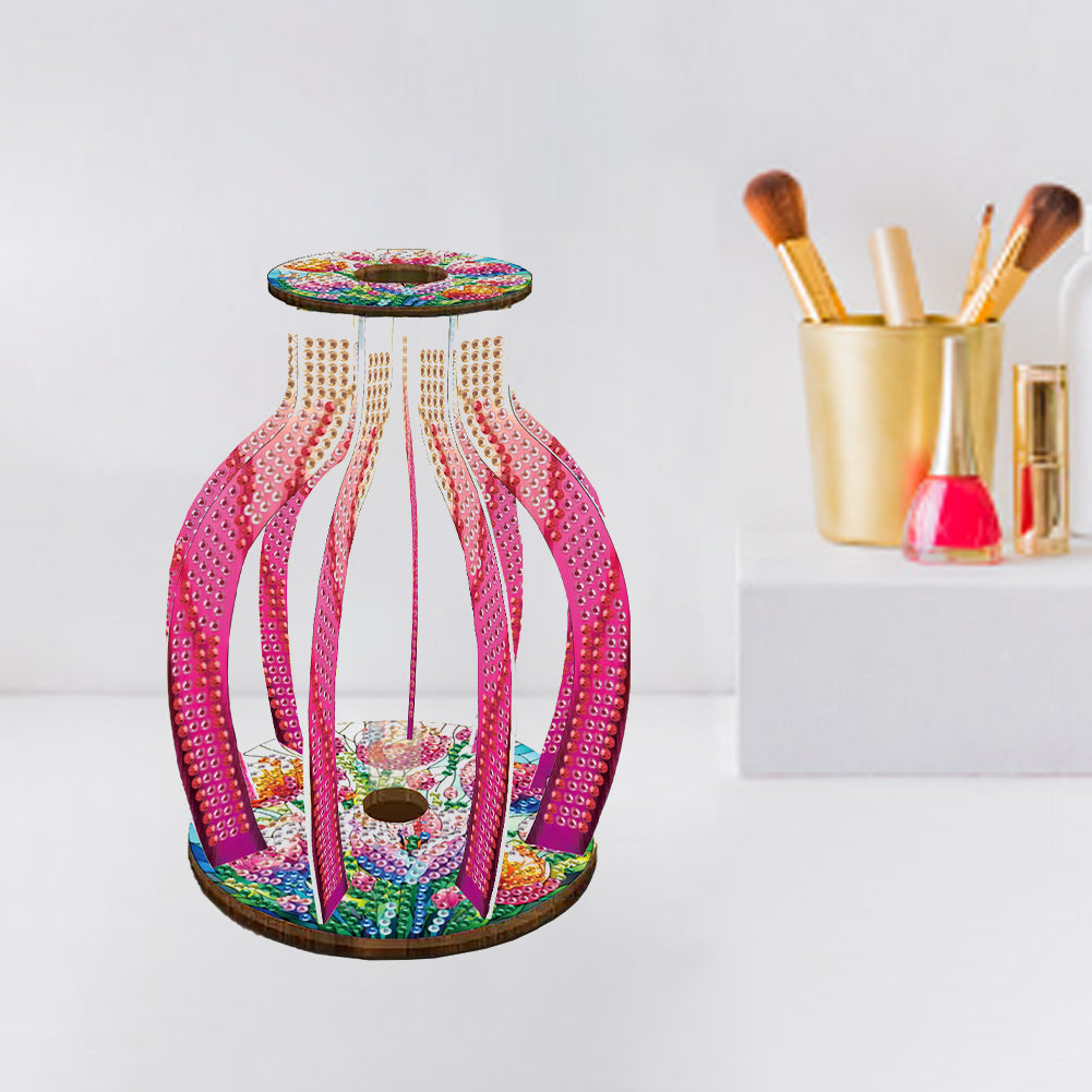 Acrylic Wood Animal Flower Diamond Painting Flower Vase for Home Office Decor