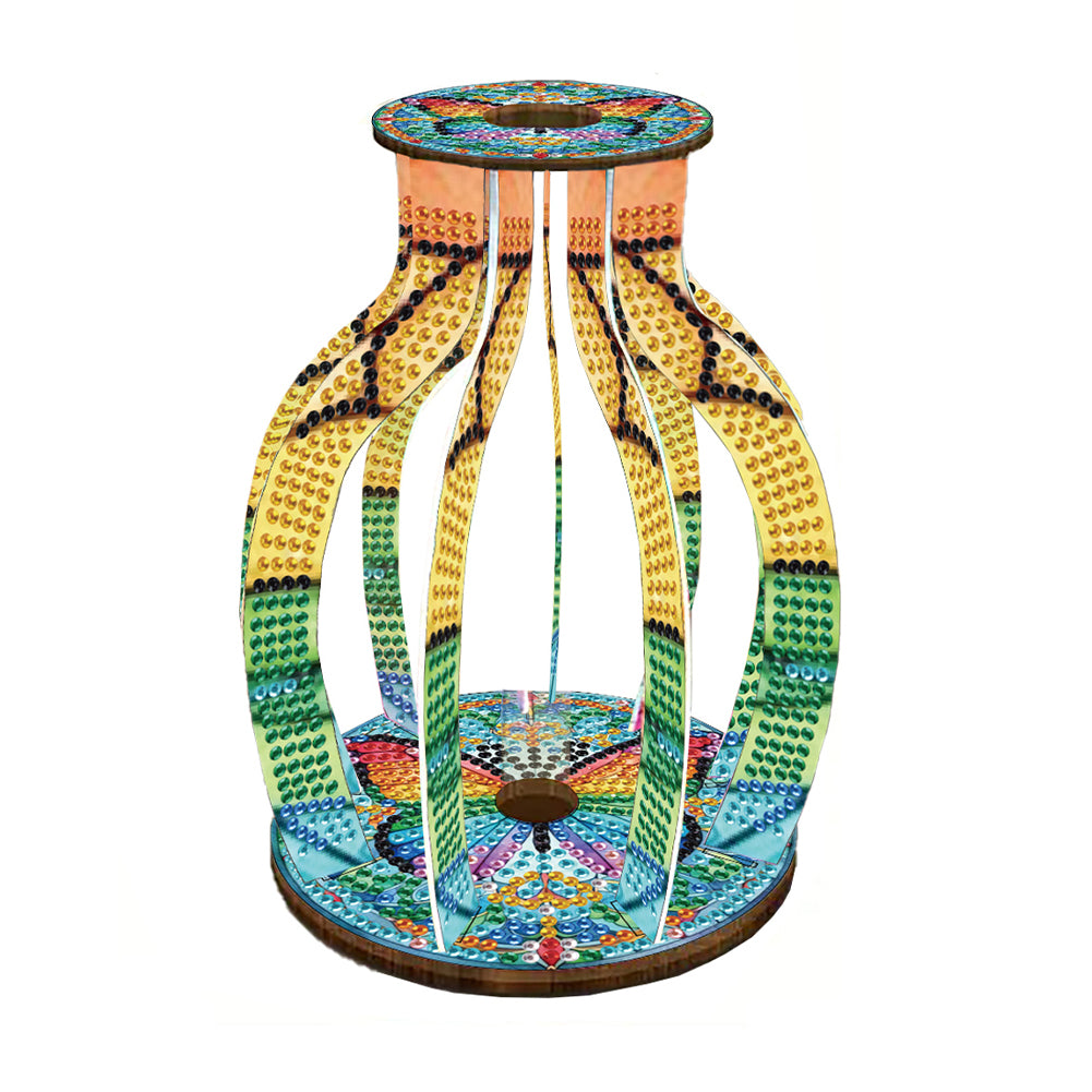 Acrylic Wood Animal Flower Diamond Painting Flower Vase for Home Office Decor