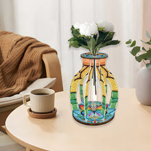 Load image into Gallery viewer, Acrylic Wood Animal Flower Diamond Painting Flower Vase for Home Office Decor
