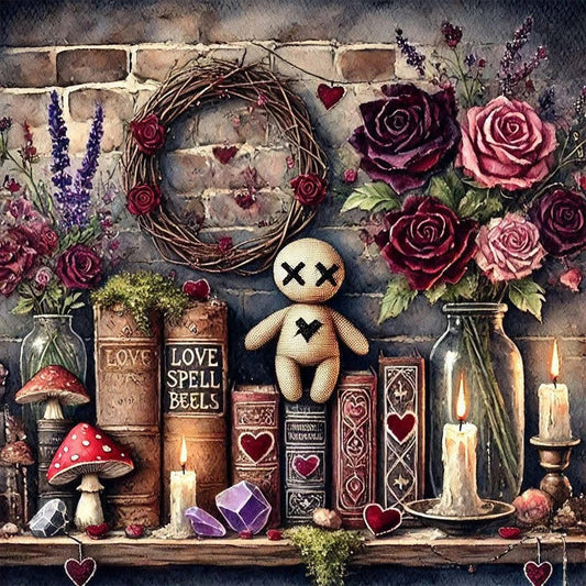 Diamond Painting - Full Round - Bookshelf Flower Dolls (40*40CM)