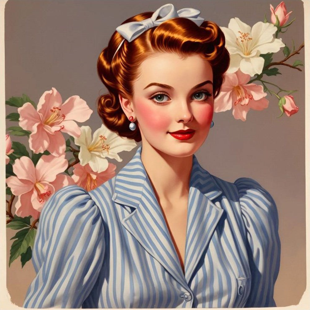 Diamond Painting - Full Round - Vintage Girl (40*40CM)