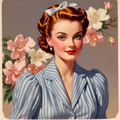 Diamond Painting - Full Round - Vintage Girl (40*40CM)