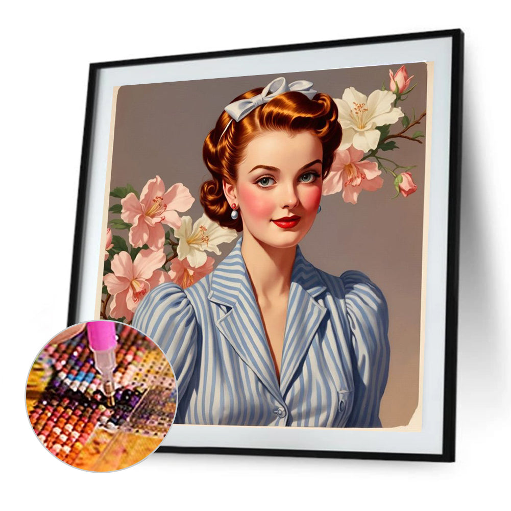Diamond Painting - Full Round - Vintage Girl (40*40CM)