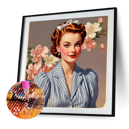 Diamond Painting - Full Round - Vintage Girl (40*40CM)