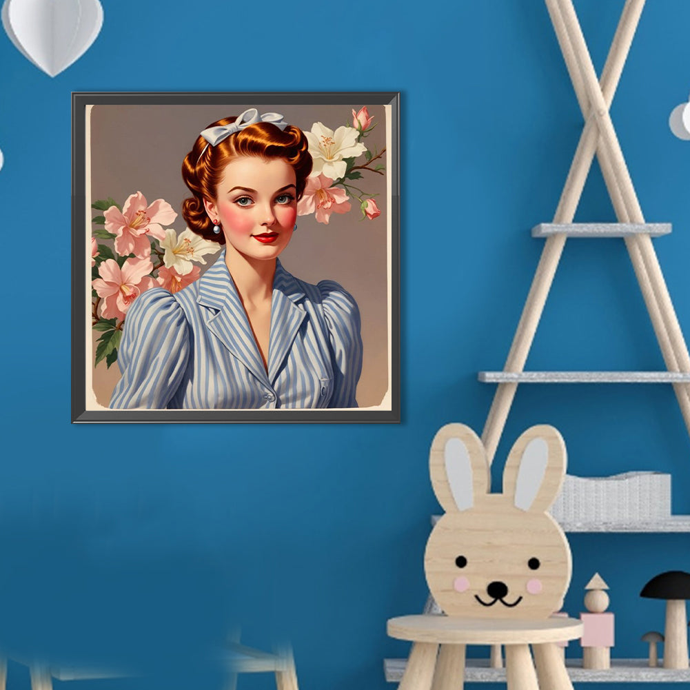 Diamond Painting - Full Round - Vintage Girl (40*40CM)