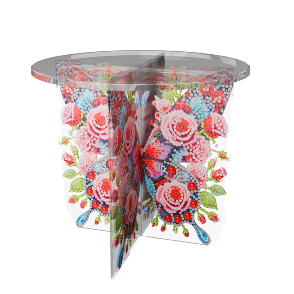 Acrylic Butterfly Round Flower Pot Riser Potted Plant Holder Rack for Home Decor