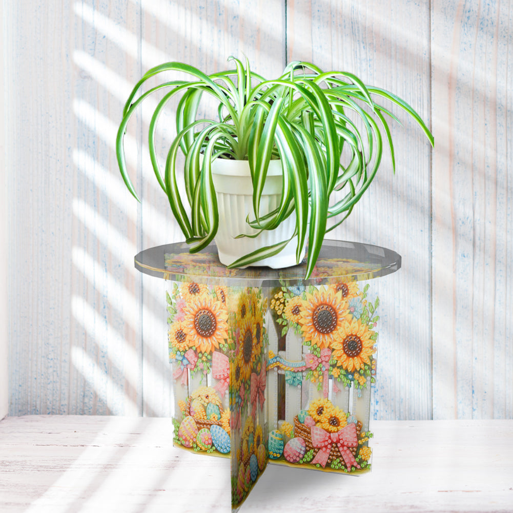 Acrylic Butterfly Round Flower Pot Riser Potted Plant Holder Rack for Home Decor