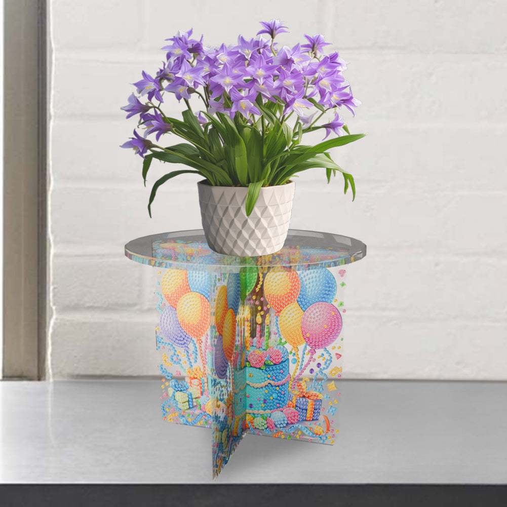 Acrylic Butterfly Round Flower Pot Riser Potted Plant Holder Rack for Home Decor
