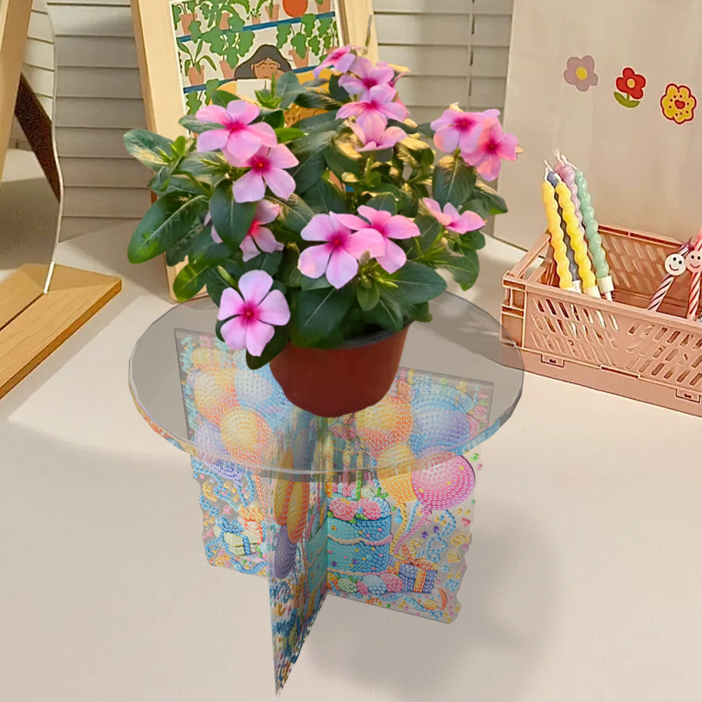 Acrylic Butterfly Round Flower Pot Riser Potted Plant Holder Rack for Home Decor