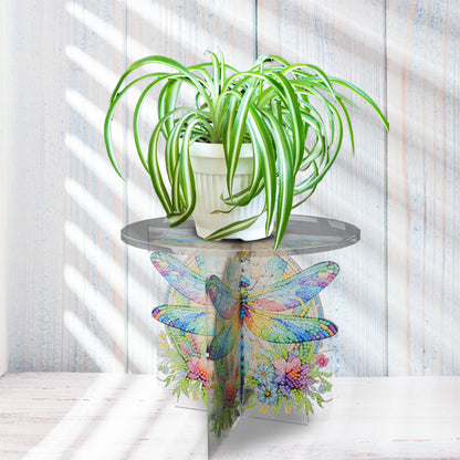 Acrylic Butterfly Round Flower Pot Riser Potted Plant Holder Rack for Home Decor