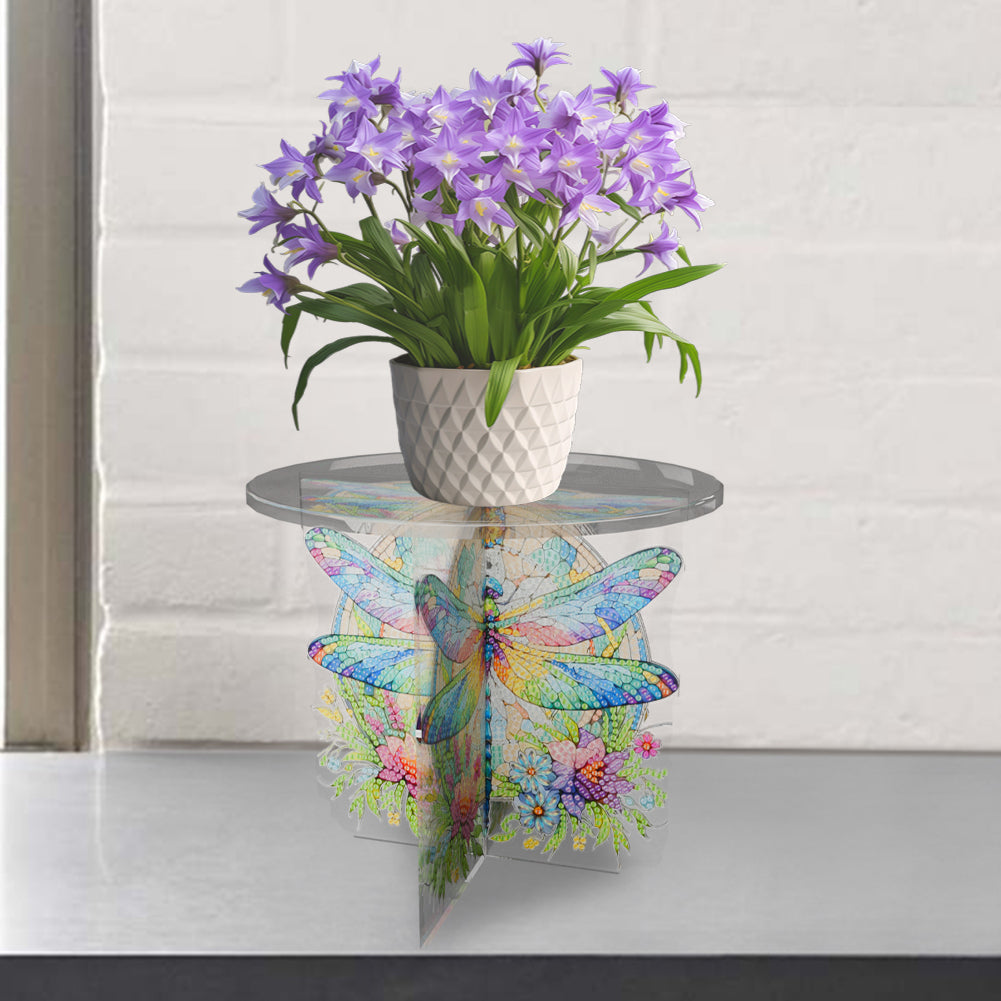 Acrylic Butterfly Round Flower Pot Riser Potted Plant Holder Rack for Home Decor