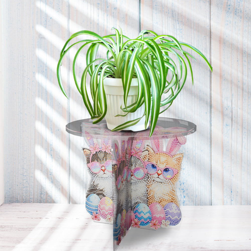 Acrylic Butterfly Round Flower Pot Riser Potted Plant Holder Rack for Home Decor