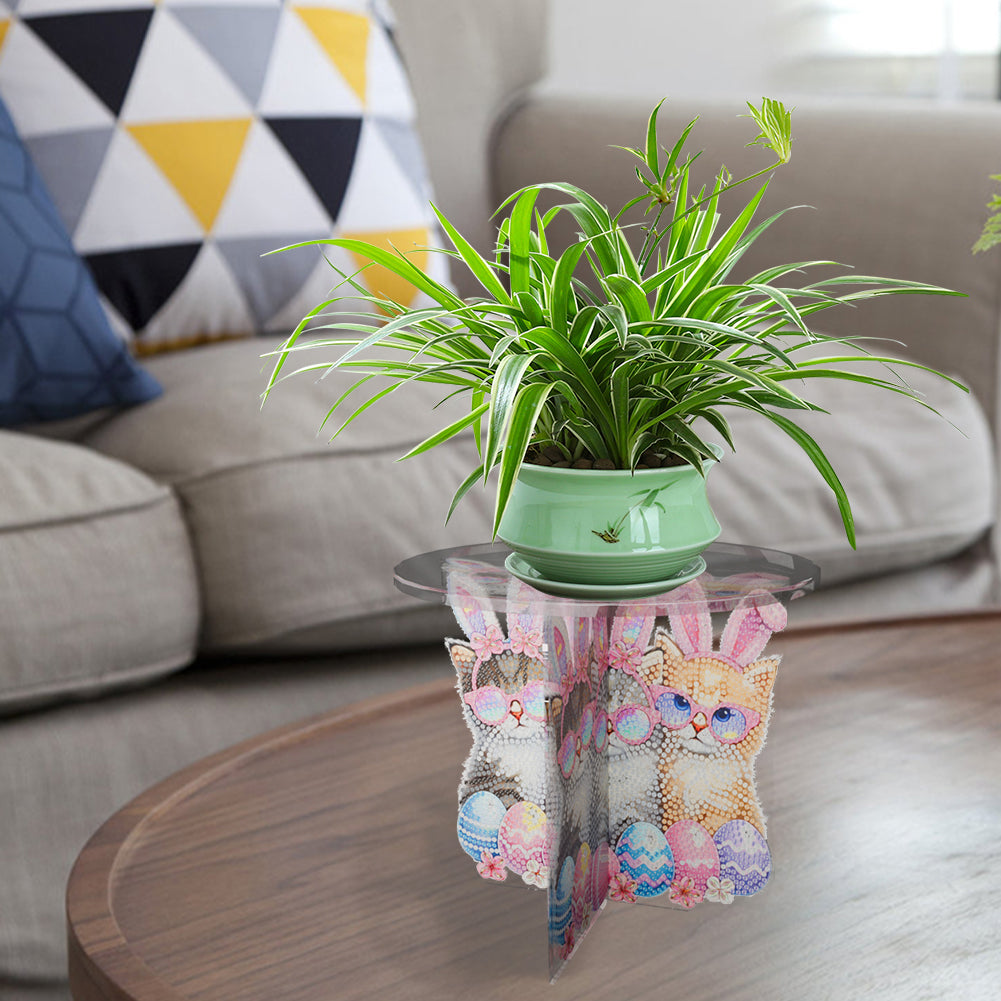 Acrylic Butterfly Round Flower Pot Riser Potted Plant Holder Rack for Home Decor