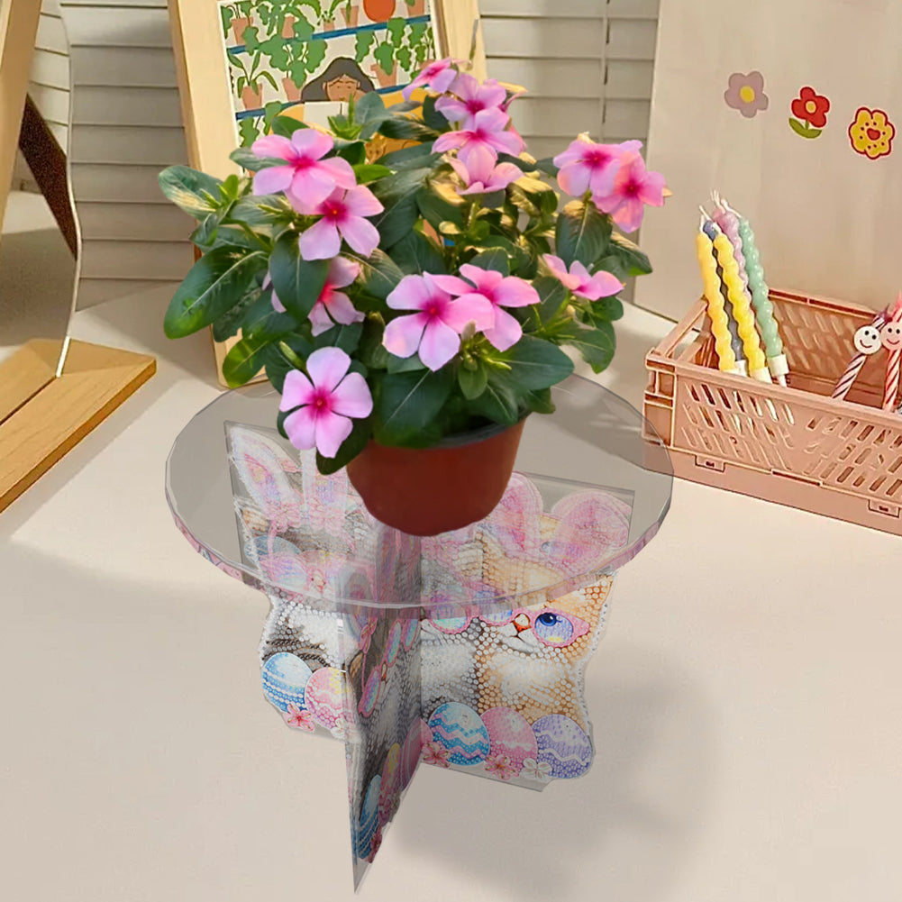 Acrylic Butterfly Round Flower Pot Riser Potted Plant Holder Rack for Home Decor