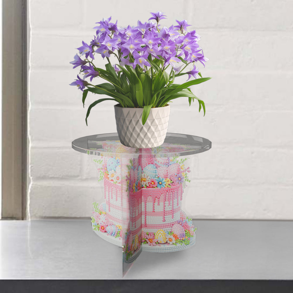Acrylic Butterfly Round Flower Pot Riser Potted Plant Holder Rack for Home Decor