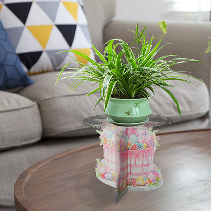 Acrylic Butterfly Round Flower Pot Riser Potted Plant Holder Rack for Home Decor