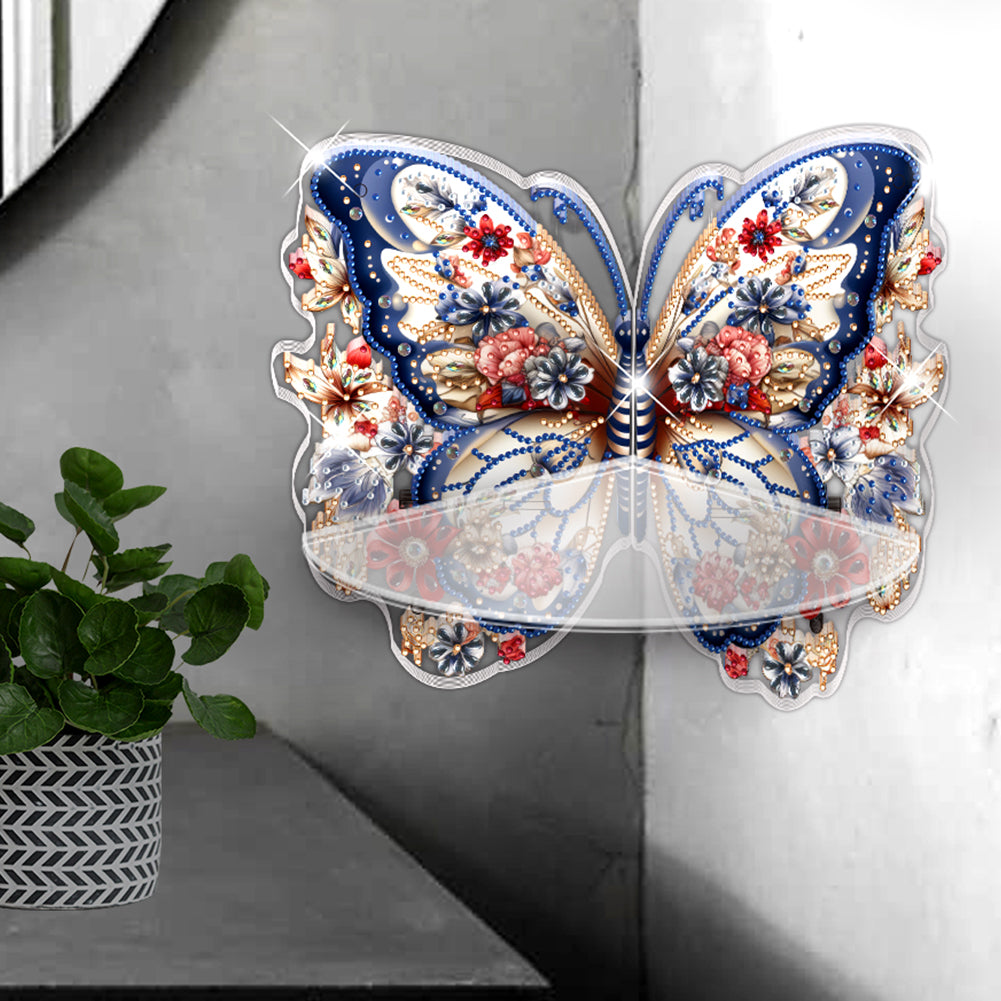 Butterfly Acrylic Diamond Painting Corner Shelf Storage Rack for Room Decoration