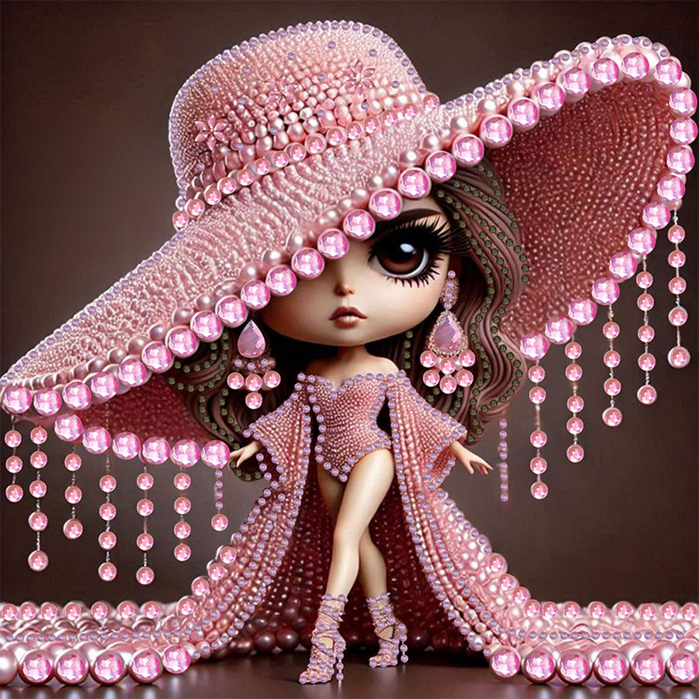 Diamond Painting - Partial Special Shaped - Girl With Big Eyes And Hat (30*30CM)