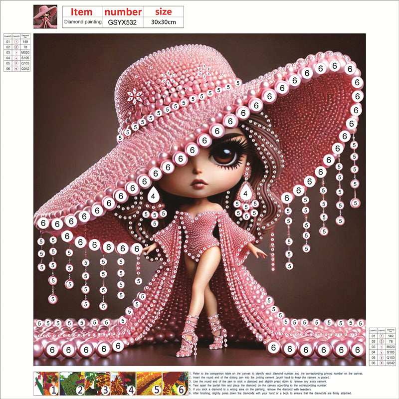 Diamond Painting - Partial Special Shaped - Girl With Big Eyes And Hat (30*30CM)