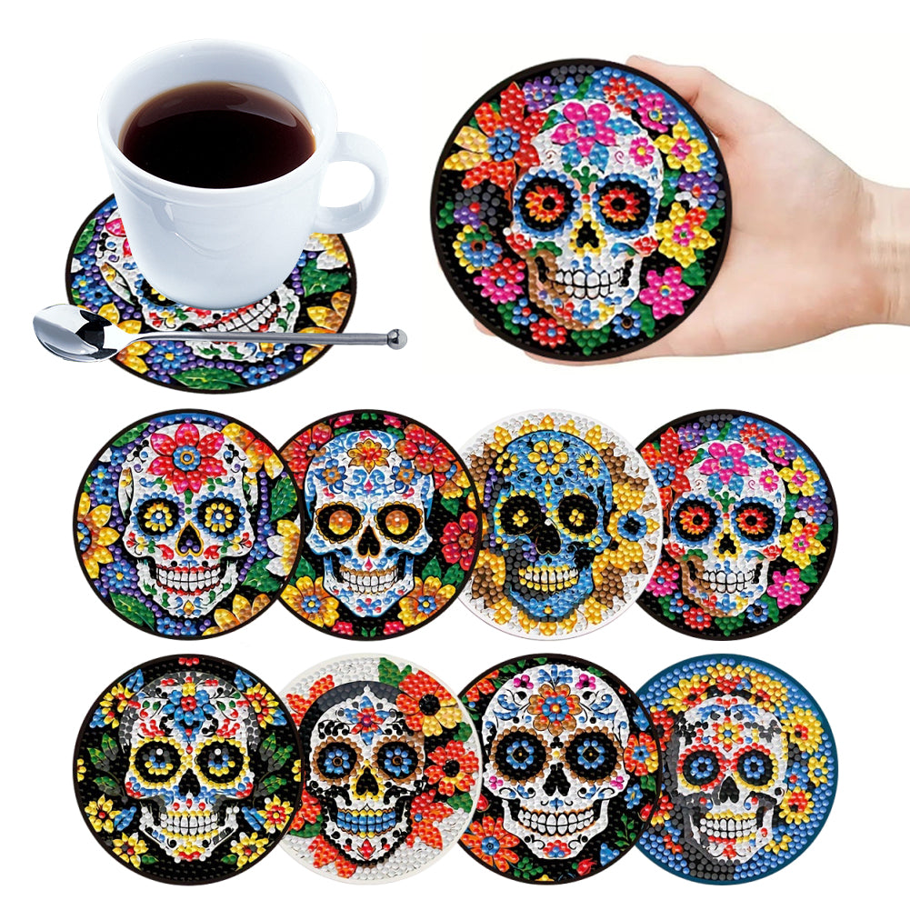 8 Pcs Diamond Art Coasters DIY Diamond Painting Coasters Kits Art Craft Supplies