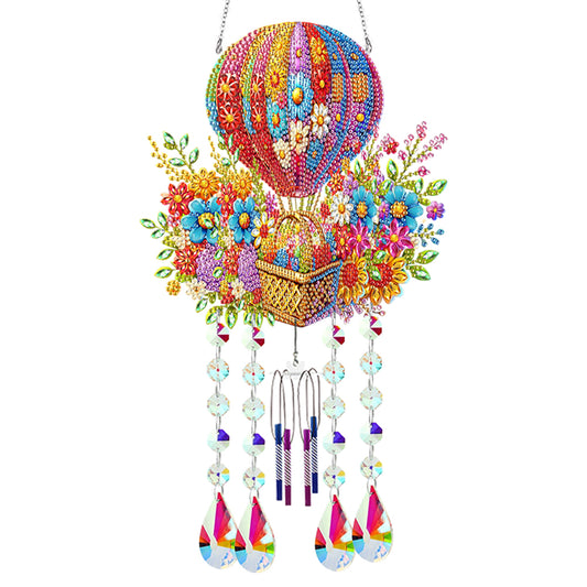 Double Sided Colorful Pattern 5D DIY Crystal Rhinestone Wind Bell for Wall Decor