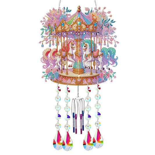 Double Sided Colorful Pattern 5D DIY Crystal Rhinestone Wind Bell for Wall Decor