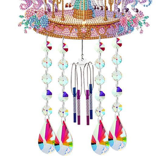 Double Sided Colorful Pattern 5D DIY Crystal Rhinestone Wind Bell for Wall Decor