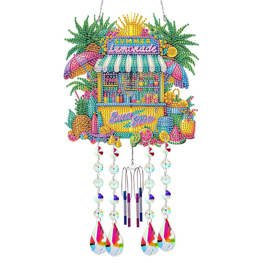 Double Sided Colorful Pattern 5D DIY Crystal Rhinestone Wind Bell for Wall Decor