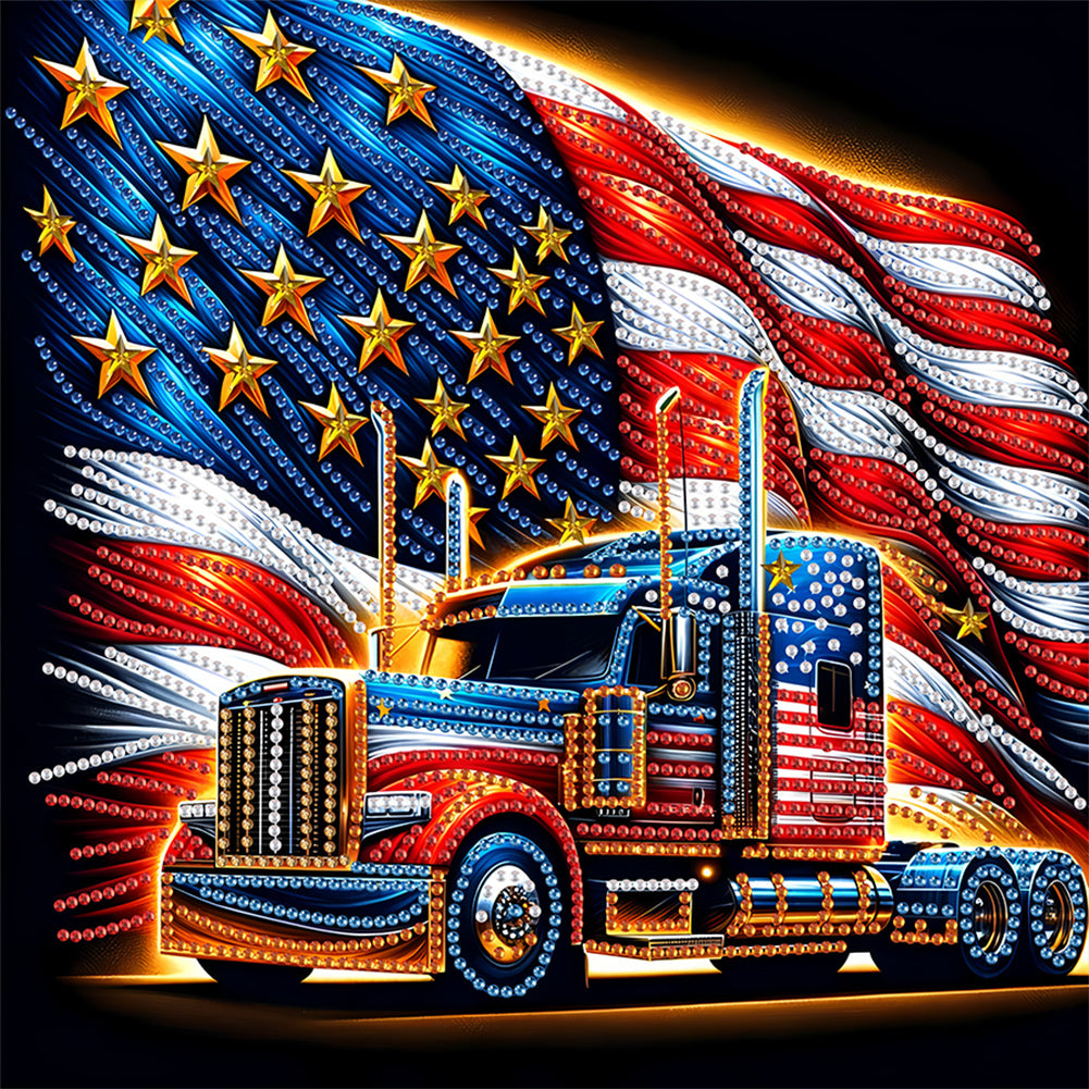 Diamond Painting - Partial Special Shaped - Independence Day With American Flag (30*30CM)
