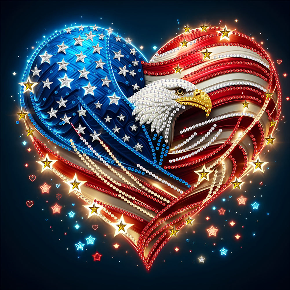 Diamond Painting - Partial Special Shaped - Independence Day With American Flag (30*30CM)