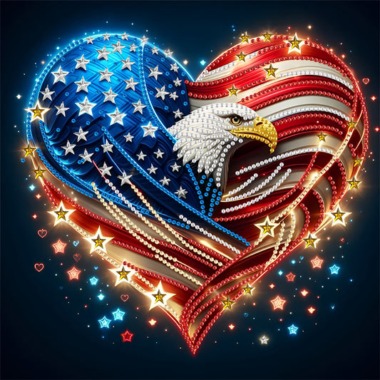 Diamond Painting - Partial Special Shaped - Independence Day With American Flag (30*30CM)