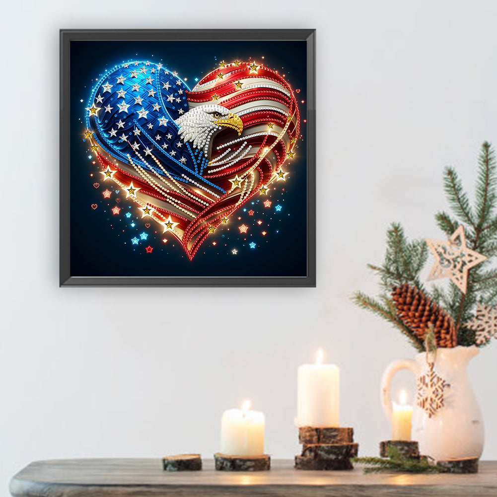 Diamond Painting - Partial Special Shaped - Independence Day With American Flag (30*30CM)