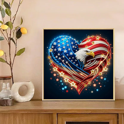 Diamond Painting - Partial Special Shaped - Independence Day With American Flag (30*30CM)