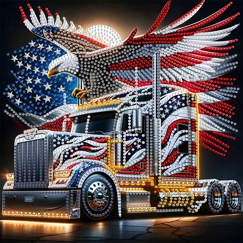 Diamond Painting - Partial Special Shaped - Independence Day With American Flag (30*30CM)